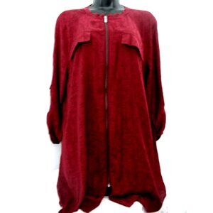 Women’s Rock &Republic patterned, Burgundy Tunic Size XL, Zipper Fr, Tunic Top,